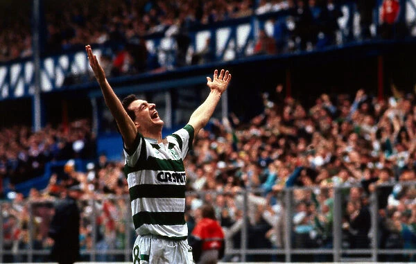 Paul McStay with his arms in the air March 1988 STOP