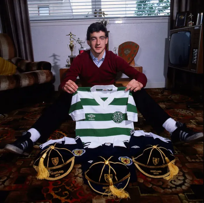 Framed Print : Paul McStay with Celtic top and Scotland caps 1981 Framed Print : Paul McStay with Celtic top and Scotland caps 1981