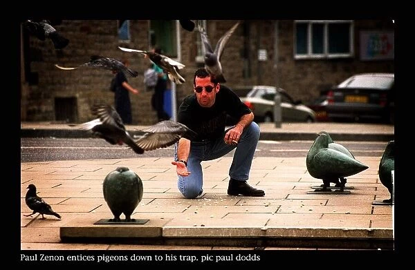 Paul zenon pigeon trap august 1997 Edinburgh festival performer traps live pigeons to