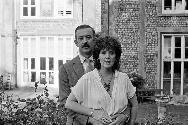 Pauline Collins and Roy Marsden on the set of 'The Black Tower'in Norfolk