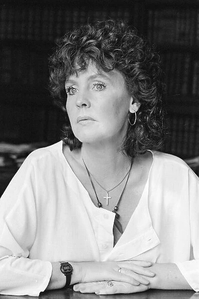 Pauline Collins on the set of 'The Black Tower'in Norfolk. 25th July 1985