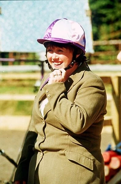 Pauline Quirke actress in horse riding clothes