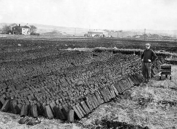 Peat cut at Upholland Moss. April 1954 P005170
