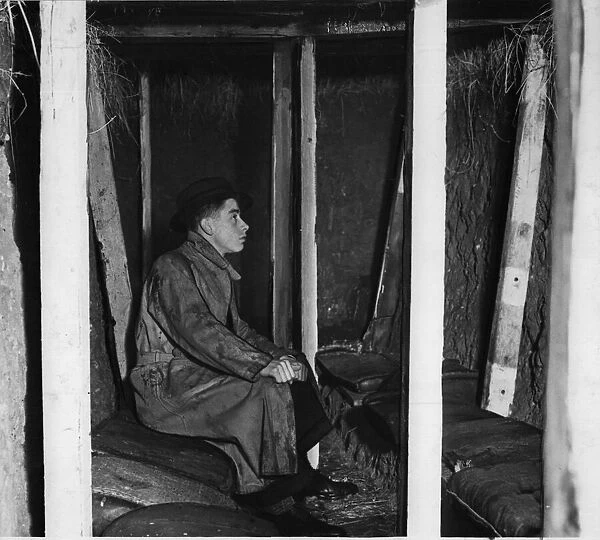 A peep inside the dug-out air raid shelter at Borrowash 15th October 1939