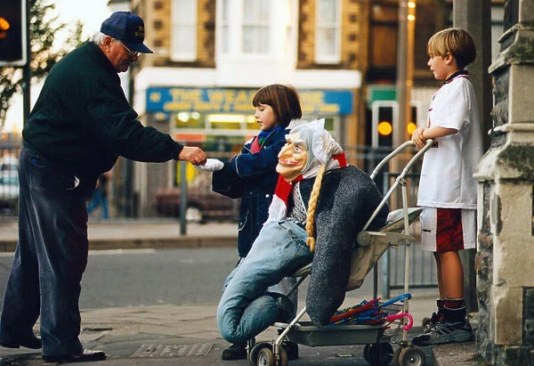 Penny for the guy on a South Wales street 29th October 1996