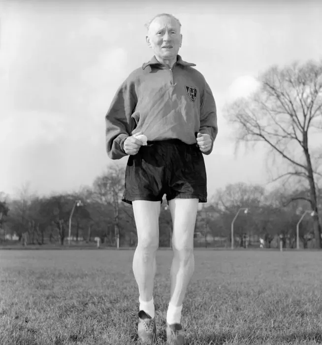 Framed Print : Pensioner: 80 year old athlete Joe Deakin seen here training on the track. 1963 A763-004