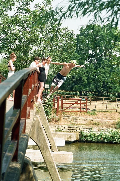 People cool off from the summer sun in Berkshire. 1st August 1995
