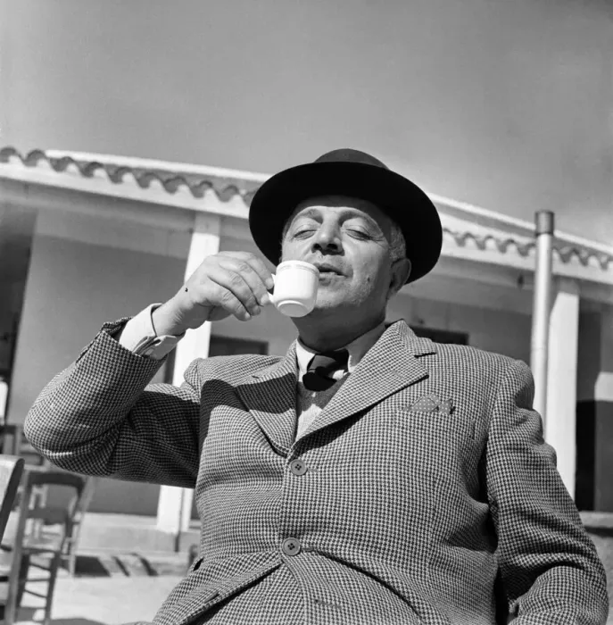 Framed Print : People of Cyprus. Local man enjoying a cup of coffee in a cafe. March 1952 C1296-002 Framed Print : People of Cyprus. Local man enjoying a cup of coffee in a cafe. March 1952 C1296-002