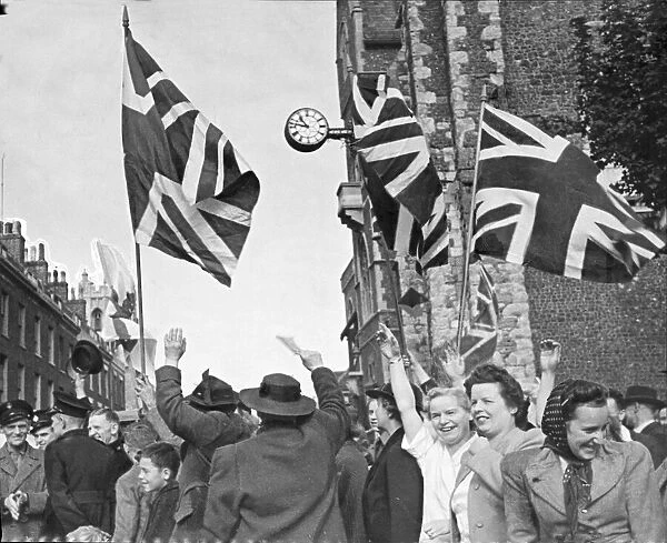 People of Dover flying the union jack flag. Picture taken 1st October 1944
