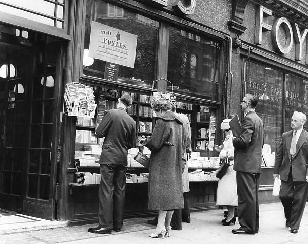 People queuing up outisde Foyles bookshop, Charing Cross Road in London