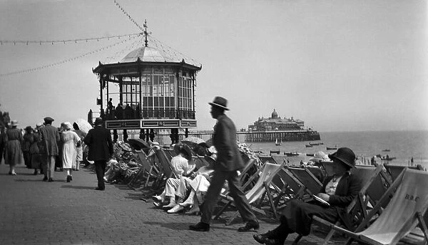 People on the seafront at Eastbourne, East Sussex, 1921. Tyrell Collection