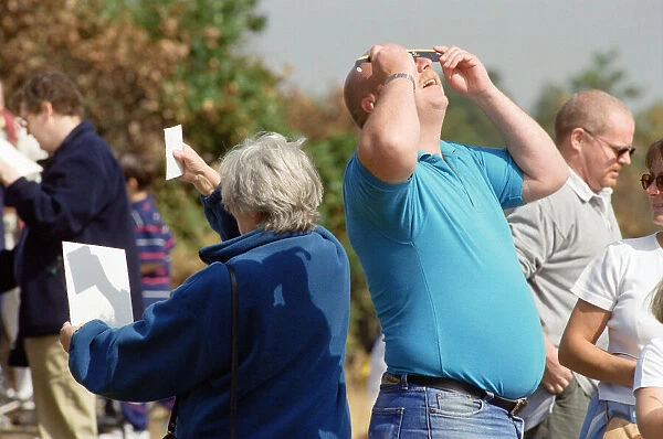 People watching the solar eclipse at Bidston Hill. 11th August 1999