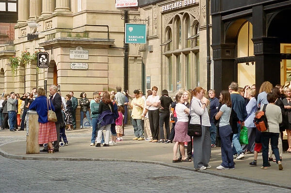 People watching the solar eclipse in Chester. 11th August 1999