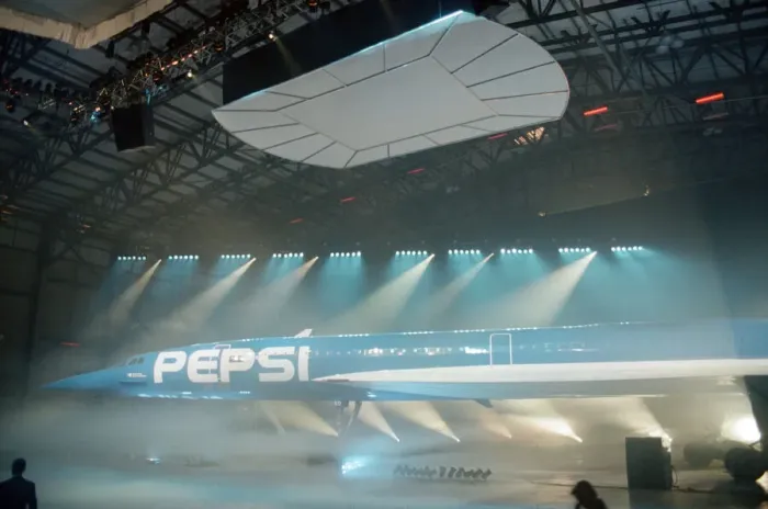 Framed Print : Pepsi launch its new blue can. Air France paint one of its Concorde Framed Print : Pepsi launch its new blue can. Air France paint one of its Concorde
