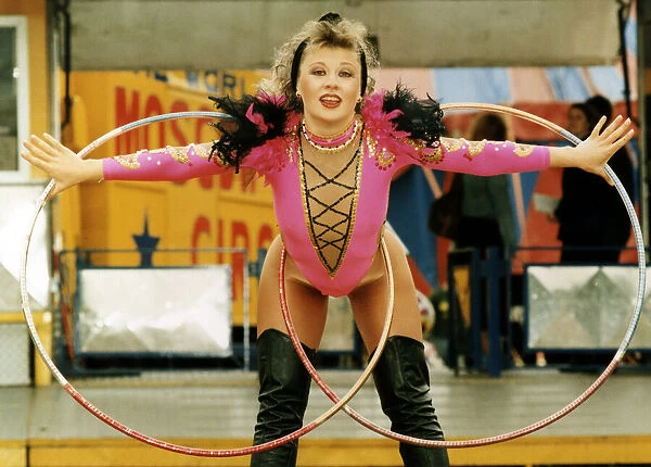 A performer with hula hoops, from the Moscow state Circus which is visiting Teesside