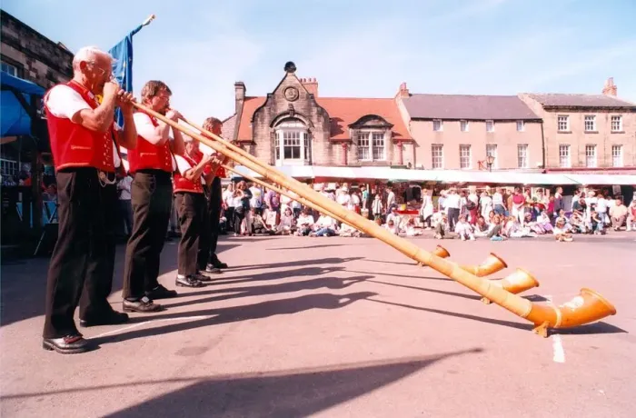 Framed Print : Some of the performers at the Alnwick Music Festival in August 1997