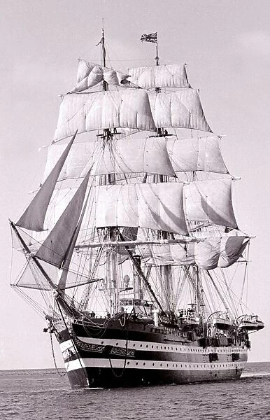 The period Italian sail ship Amerigo Vespucci under full sail as she approaches Plymouth