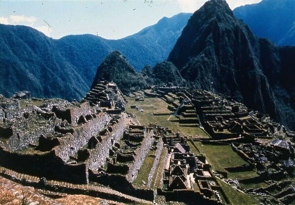 Peruvian Andes mountains Peru Inca temple town mountain