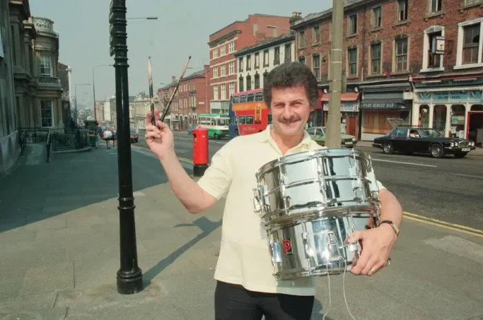 Framed Print : Pete Best, posing for the camera in Liverpool. Pete Best was the original