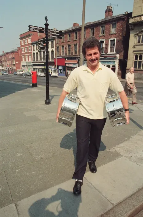 Framed Print : Pete Best, posing for the camera in Liverpool. Pete Best was the original
