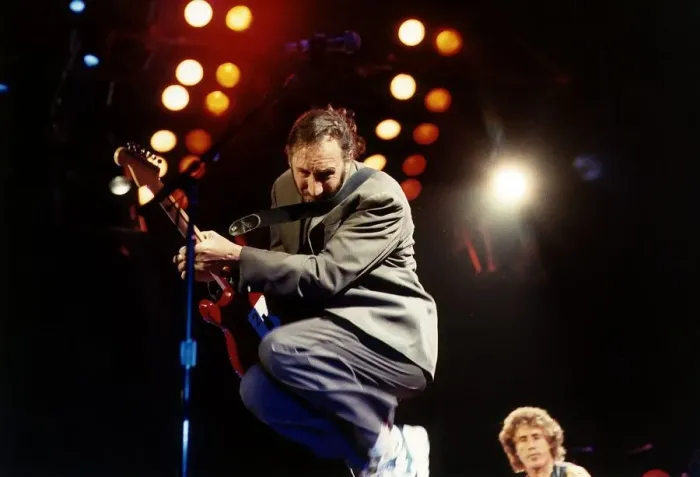 Framed Print : Pete Townshend Lead Guitar player of The Who in concert on stage Framed Print : Pete Townshend Lead Guitar player of The Who in concert on stage