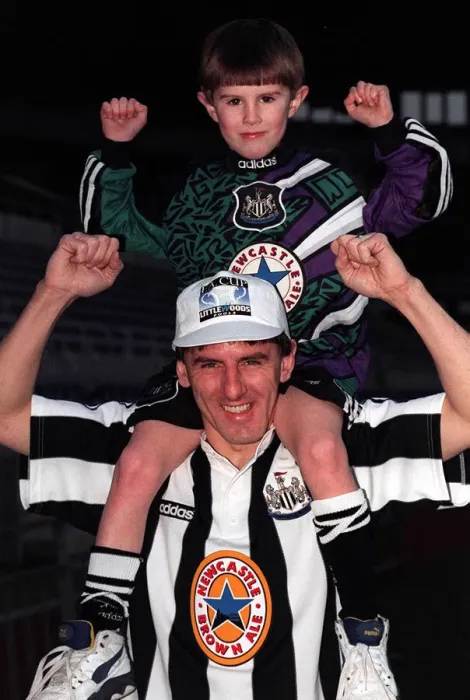 Framed Print : Peter Beardsley Newcastle United football player with son Andrew
