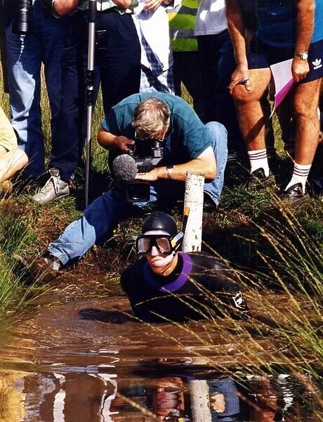 Peter Beumont from Llandaff, Cardiff. World record Bog Snorkler. in action. 1990 s