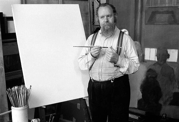 Peter Blake July 1977 Artist in his studio with works including Tantania
