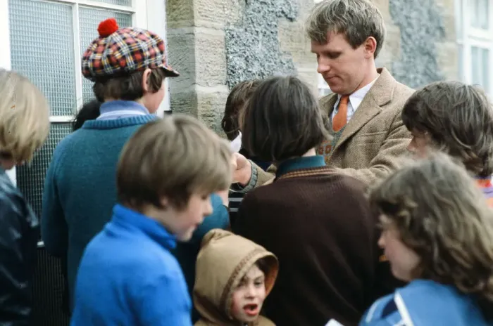 Framed Print : Peter Davison signs autographs on the set of All Creatures Great and Small Framed Print : Peter Davison signs autographs on the set of All Creatures Great and Small