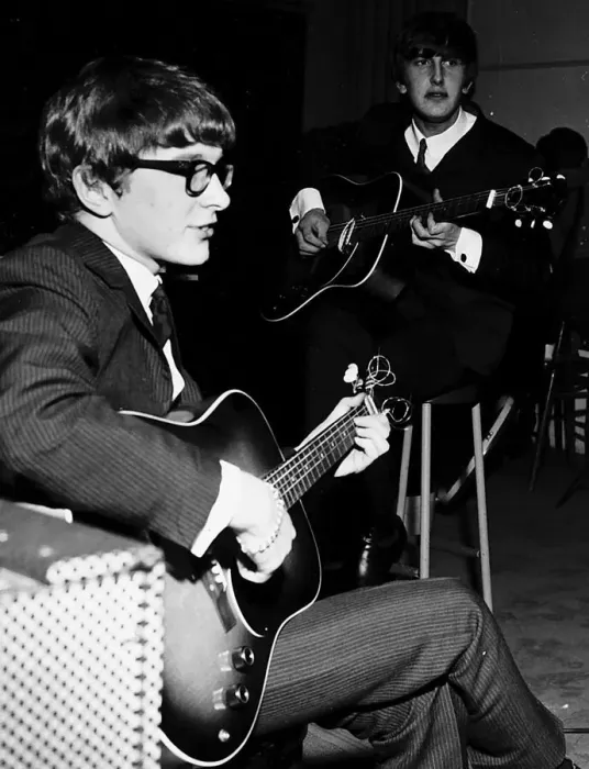 Framed Print : Peter and Gordon pop group playing guitars