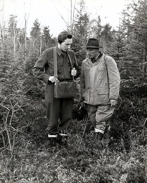 Peter Harris and Michael Harlow - October 1947 use a Geiger counter to track down