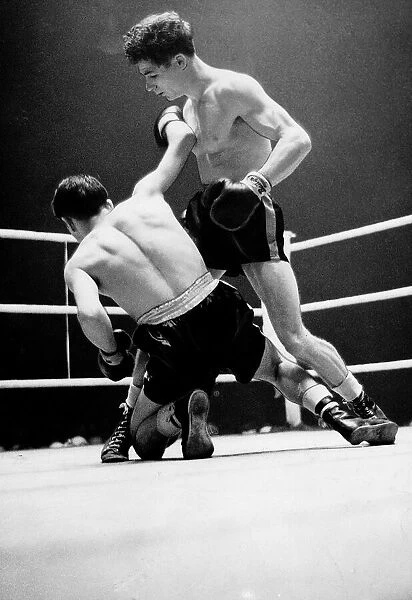Peter Keenan in ring fighting opponent boxing
