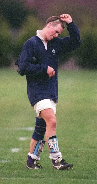 Framed Print : Peter Phillips walking of field after trial for Scottish schoolboy team at Murrayfield