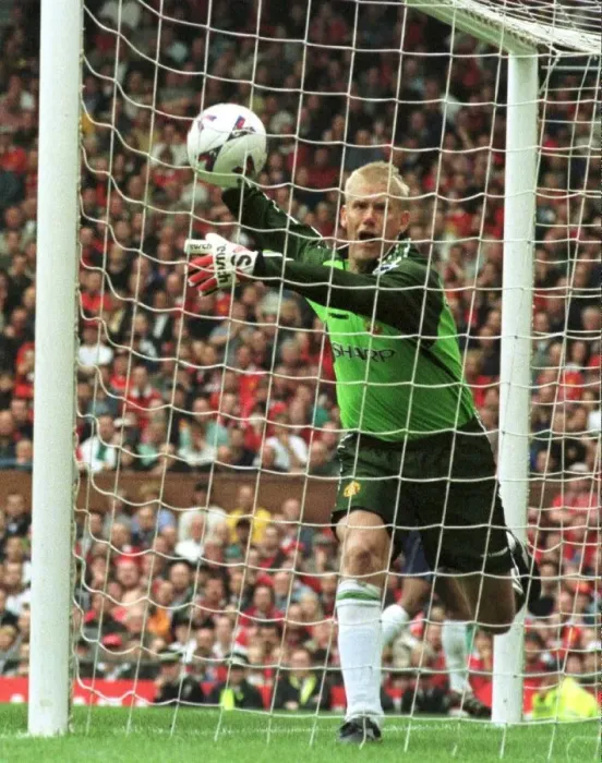 Framed Print : Peter Schmeichel Goalkeeper for Manchester United May 1999 watches the ball go in