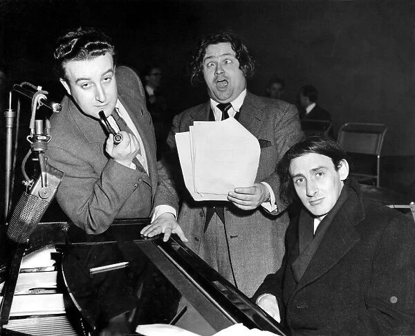 Peter Sellers, Harry Secombe and Spike Milligan rehearse for another crazy episode of