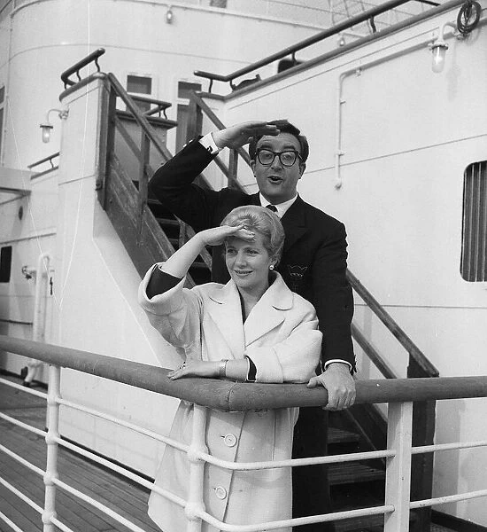 Peter Sellers May 1960 and his wife Anne arrive at Southampton on board the Queen