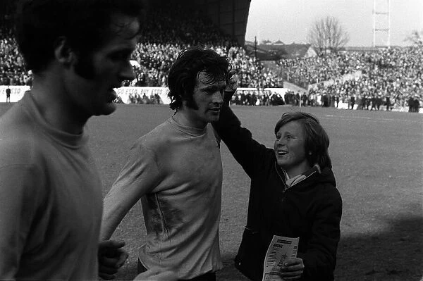 Peter Storey Arsenal congratulated by fan March 1971 after scoring equalising goal