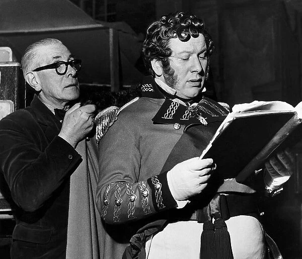 Peter Ustinov actor as King George IV during break in filming at Elstree studios