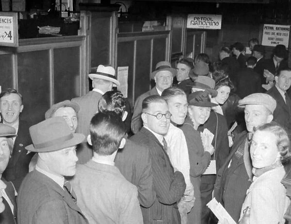 Petrol Rationing in Birmingham September 1939 People queue for petrol