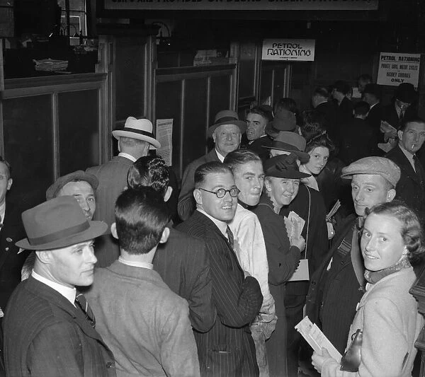 Petrol Rationing: Members of the public queuing to register for petrol coupons after