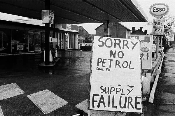 No petrol signs at garage during the strike at Kingsbury Oil Depot, near Birmingham