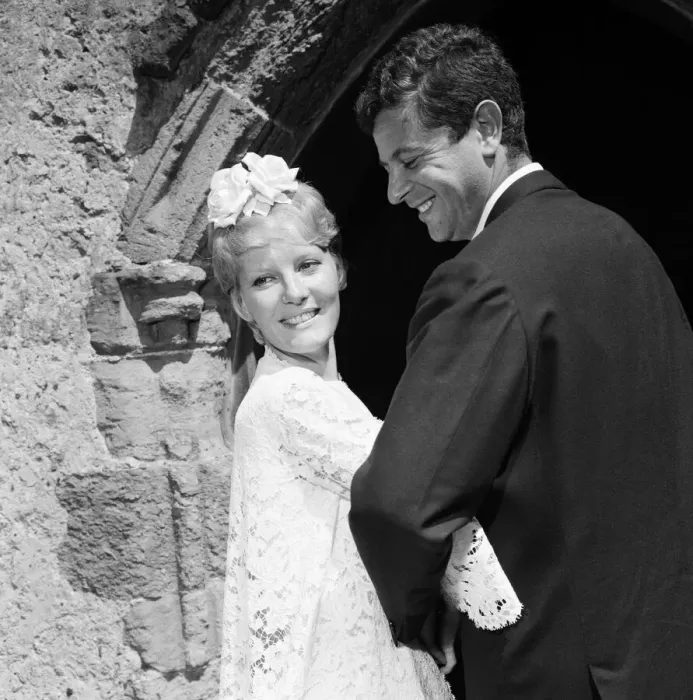 Framed Print : Petula Clark marries Claude Wolff st St Peters Church in Lodsworth, Sussex Framed Print : Petula Clark marries Claude Wolff st St Peters Church in Lodsworth, Sussex