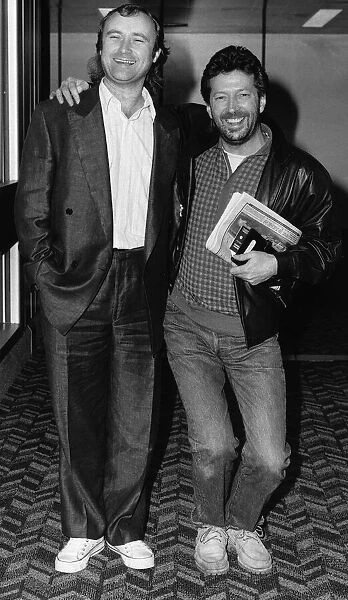 Phil Collins & Eric Clapton pictured together April 1987