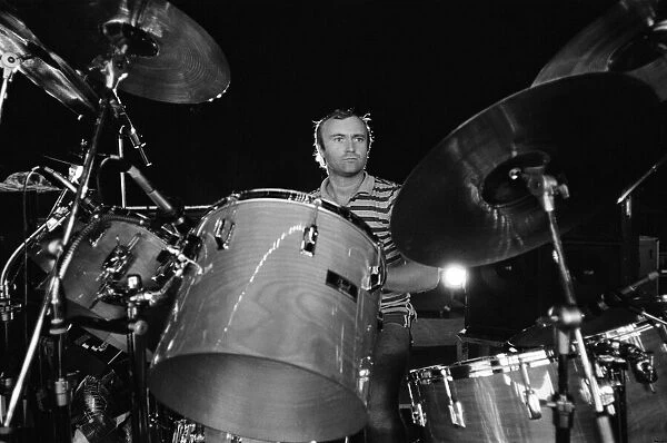 Phil Collins of Genesis ahead of a concert in Saratoga Springs, New York State