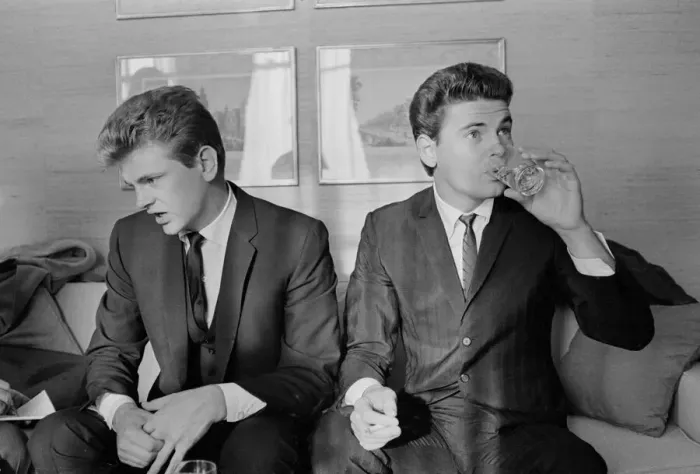 Framed Print : Phil (left) and Don Everly, American singing duo The Everly Brothers Framed Print : Phil (left) and Don Everly, American singing duo The Everly Brothers