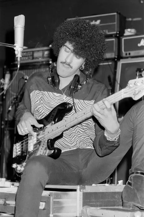 Framed Print : Phil Lynott of Thin Lizzy during a recording session for the groups new album Framed Print : Phil Lynott of Thin Lizzy during a recording session for the groups new album