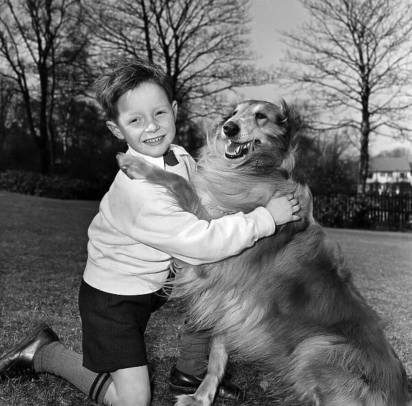 Philip Turner with his dog Rex. 9th April 1963