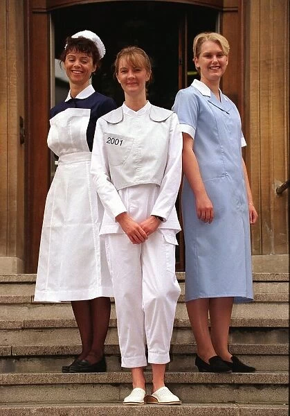 A photcall for nurses uniform at the roof garden at the Royal Marsden NHS trust on Fulham