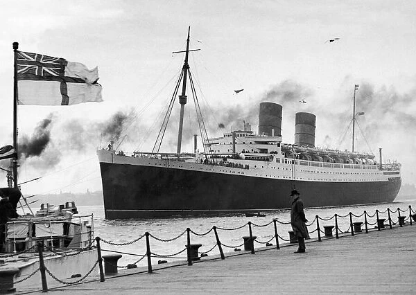 Photo shows the Mauretania at the Princes landing stage, Liverpool