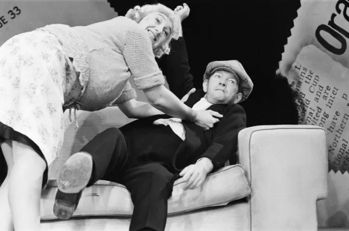 Framed Print : Photocall for Andy Capp The Musical at the Aldwych Theatre